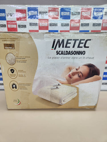 Imetec Scaldasonno doble 150 x 160 cm, 50 % lana merina, 2 temperaturas, dispositivo de seguridad Electro Block, fabricado en Italia